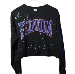 Pink, Small, Florida Black Cropped Sweatshirt with Blue & Orange Logo